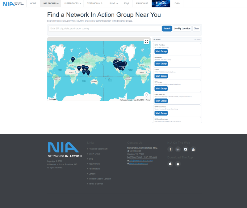 Network In Action group finder and map